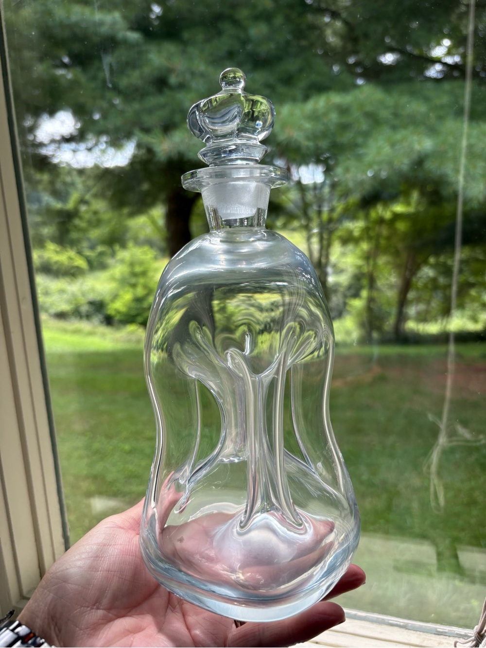 RARE Holmegaard Kluk Kluk Decanter Pinched Base Crown Stopper 10”